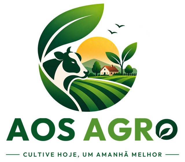 AOS Agro: fazendinha com o nome e a frase Cultive hoje, um amanhã melhor